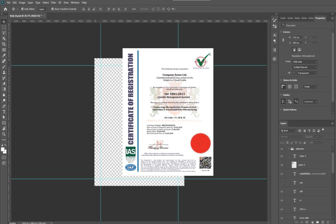 Modèle Word et PDF de certificat d'enregistrement en Arabie Saoudite template